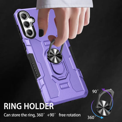 For Samsung Galaxy S25+ 5G Ring Holder Armor Hybrid Phone Case(Purple) - Galaxy S25+ 5G Cases by buy2fix | Online Shopping UK | buy2fix