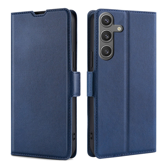 For Samsung Galaxy S25 5G Ultra-thin Voltage Side Buckle Horizontal Flip Leather Phone Case(Blue) - Galaxy S25 5G Cases by buy2fix | Online Shopping UK | buy2fix