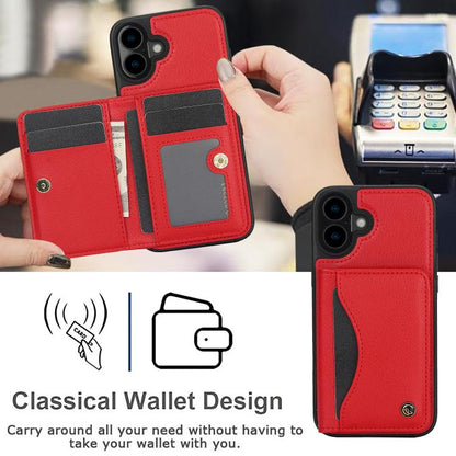 For iPhone 16 Plus AwQuer Horizontal Flip Card Bag Holder Leather Phone Case(Red) - iPhone 16 Plus Cases by Awquer | Online Shopping UK | buy2fix