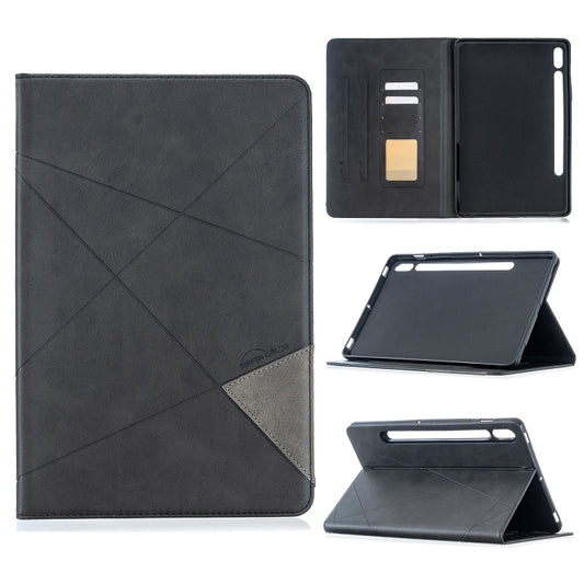 For Samsung Galaxy Tab S8 / Galaxy Tab S7 T870 Rhombus Texture Horizontal Flip Magnetic Leather Case with Holder & Card Slots(Black) - Galaxy Tab S8 Cases by buy2fix | Online Shopping UK | buy2fix