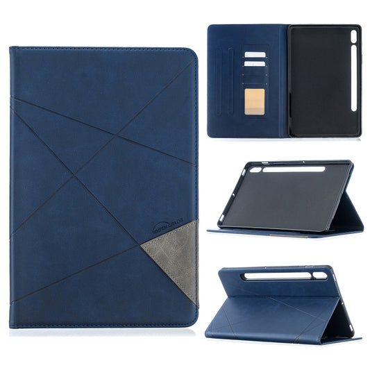 For Samsung Galaxy Tab S8 / Galaxy Tab S7 T870 Rhombus Texture Horizontal Flip Magnetic Leather Case with Holder & Card Slots(Dark Blue) - Galaxy Tab S8 Cases by buy2fix | Online Shopping UK | buy2fix