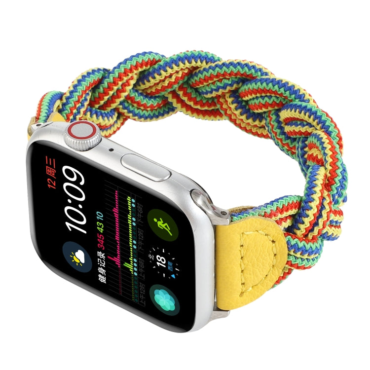 Elastic Woven Watch Band For Apple Watch Ultra 49mm&Watch Ultra 2 49mm / Series 9&8&7 45mm / SE 3&SE 2&6&SE&5&4 44mm / 3&2&1 42mm, Length:120mm(Yellow Green Orange) - Watch Bands by buy2fix | Online Shopping UK | buy2fix