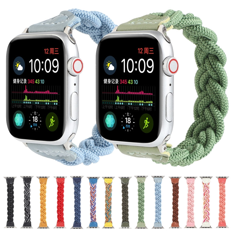 Elastic Woven Watch Band For Apple Watch Ultra 49mm&Watch Ultra 2 49mm / Series 9&8&7 45mm / SE 3&SE 2&6&SE&5&4 44mm / 3&2&1 42mm, Length:160mm(Green) - Watch Bands by buy2fix | Online Shopping UK | buy2fix