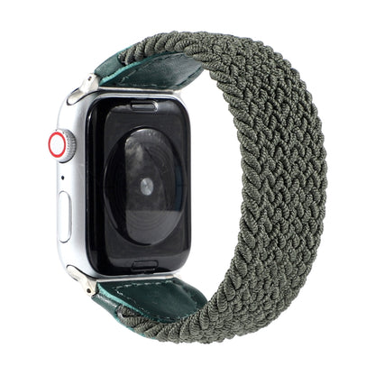 Nylon + Leather Braided Watch Band For Apple Watch Ultra 49mm&Watch Ultra 2 49mm / Series 9&8&7 45mm / SE 3&SE 2&6&SE&5&4 44mm / 3&2&1 42mm, Size:S(Army Green) - Watch Bands by buy2fix | Online Shopping UK | buy2fix