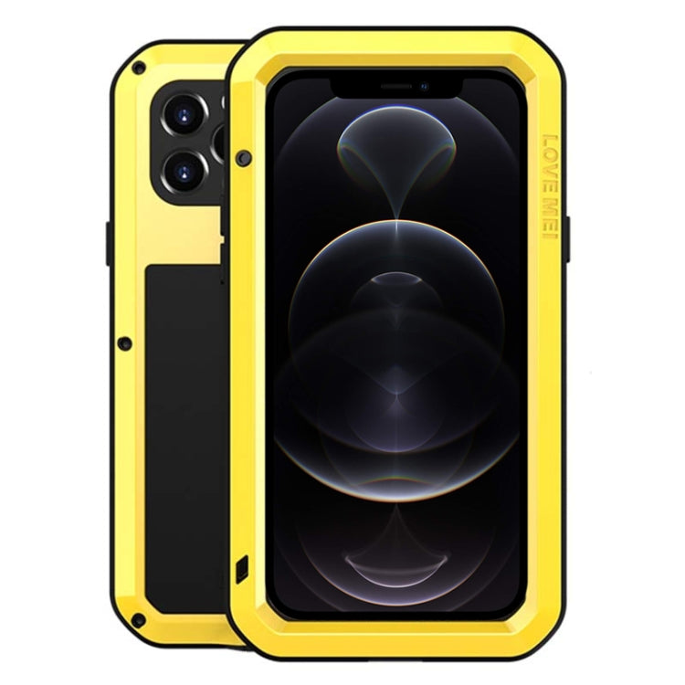 For iPhone 12 Pro LOVE MEI Metal Shockproof Life Waterproof Dustproof Protective Case(Yellow) - iPhone 12 / 12 Pro Cases by LOVE MEI | Online Shopping UK | buy2fix