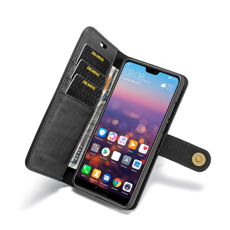 Crazy Horse Texture Flip Detachable Magnetic Leather Case for Huawei P20, with Holder & Card Slots & Wallet (Black) - Huawei Cases by DG.MING | Online Shopping UK | buy2fix