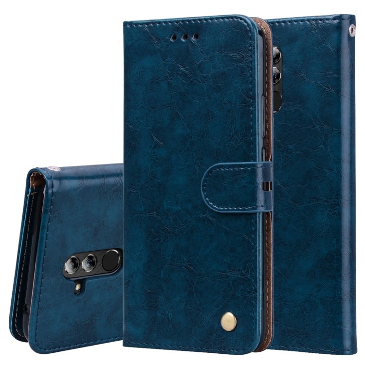 Business Style Oil Wax Texture Horizontal Flip Leather Case for Huawei Mate 20 Lite, with Holder & Card Slots & Wallet (Blue) - Huawei Cases by buy2fix | Online Shopping UK | buy2fix