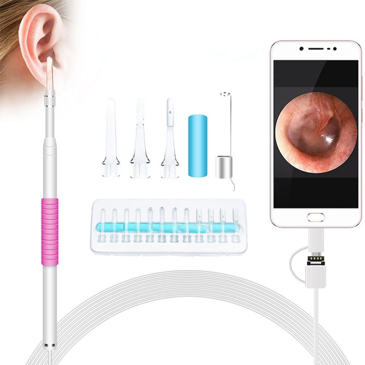 i95 3 in 1 USB Ear Scope Inspection HD 0.3MP Camera Visual Ear Spoon for OTG Android Phones & PC & MacBook, 1.75m Length Cable (Pink + White) - Ear Care Tools by buy2fix | Online Shopping UK | buy2fix