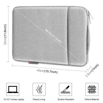 HAWEEL Laptop Sleeve Case Zipper Briefcase Bag with Handle for 15-16.7 inch Laptop(Grey) - 15.6 - 17 inch by HAWEEL | Online Shopping UK | buy2fix