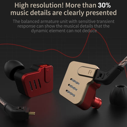 KZ BA10 Ten Unit Moving Iron Metal In-ear Universal Wired Control Earphone without Microphone (Red) - In Ear Wired Earphone by KZ | Online Shopping UK | buy2fix