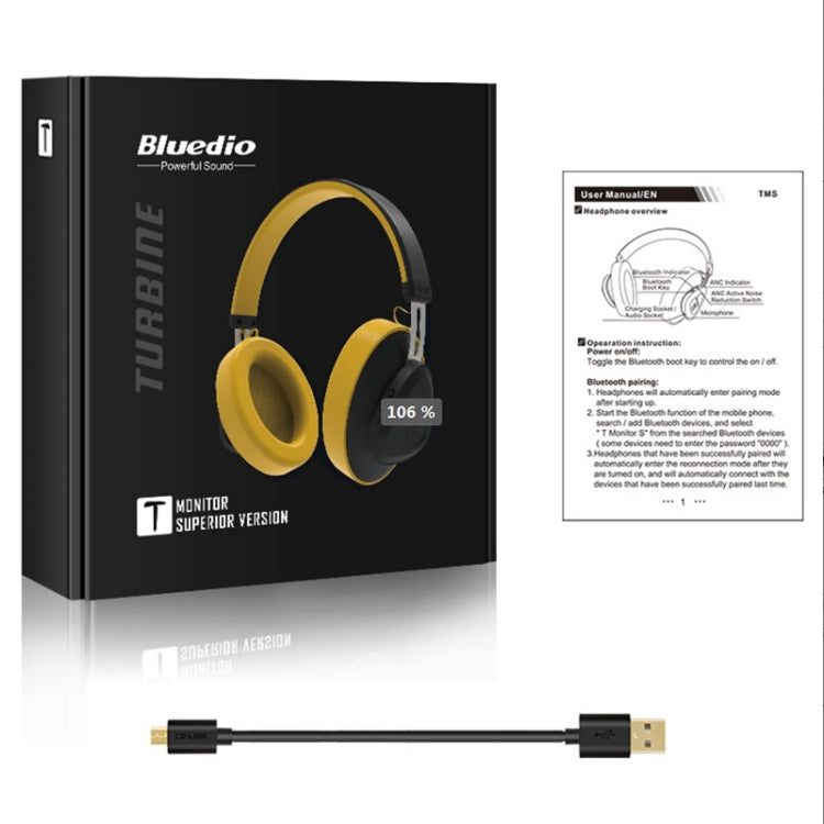 Bluedio TMS Bluetooth Version 5.0 Headset Bluetooth Headset Can Connect Cloud Data to APP(Yellow) - Headset & Headphone by Bluedio | Online Shopping UK | buy2fix