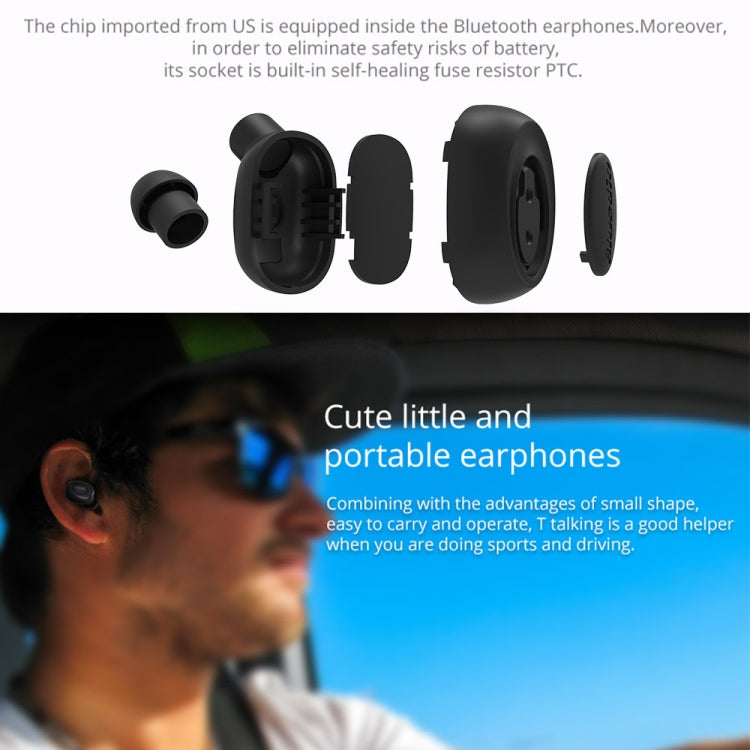 Bluedio T-talking Bluetooth Version 5.0 In-Ear Bluetooth Headset with USB Charging Cable(Black) - Bluetooth Earphone by Bluedio | Online Shopping UK | buy2fix