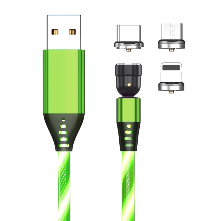 3 in 1 2.4A USB to 8 Pin + Micro USB + USB-C / Type-C 540 Degree Bendable Streamer Magnetic Data Cable, Cable Length: 1m (Green) - Charging Cable & Head by buy2fix | Online Shopping UK | buy2fix