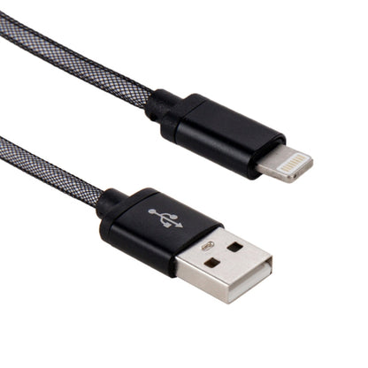 1m Net Style Metal Head 8 Pin to USB Data / Charger Cable(Black) - Normal Style Cable by buy2fix | Online Shopping UK | buy2fix