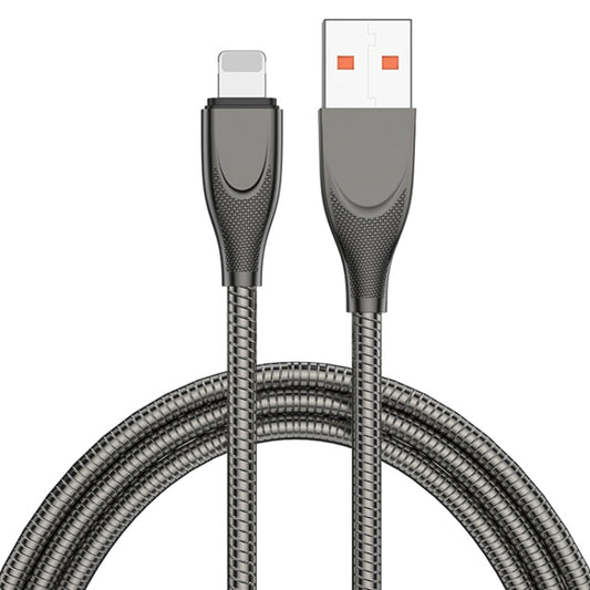 ADC-009 USB to 8 Pin Zinc Alloy Hose Fast Charging Data Cable, Cable Length: 1m (Gun Metal) - Normal Style Cable by buy2fix | Online Shopping UK | buy2fix