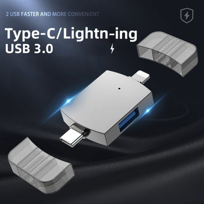 2 in 1 USB 2.0 + USB 3.0 Female to 8 Pin + USB-C / Type-C Male OTG Adapter - Converter & Adapter by buy2fix | Online Shopping UK | buy2fix