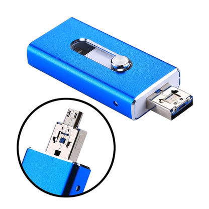 RQW-02 3 in 1 USB 2.0 & 8 Pin & Micro USB 64GB Flash Drive(Blue) - U Disk & Card Reader by buy2fix | Online Shopping UK | buy2fix