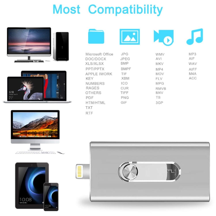 RQW-02 3 in 1 USB 2.0 & 8 Pin & Micro USB 64GB Flash Drive(Blue) - U Disk & Card Reader by buy2fix | Online Shopping UK | buy2fix