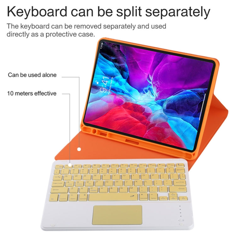 TG11BC Detachable Bluetooth Yellow Keyboard Microfiber Leather Tablet Case for iPad Pro 11 inch (2020), with Touchpad & Pen Slot & Holder (Orange) - For iPad Pro by buy2fix | Online Shopping UK | buy2fix