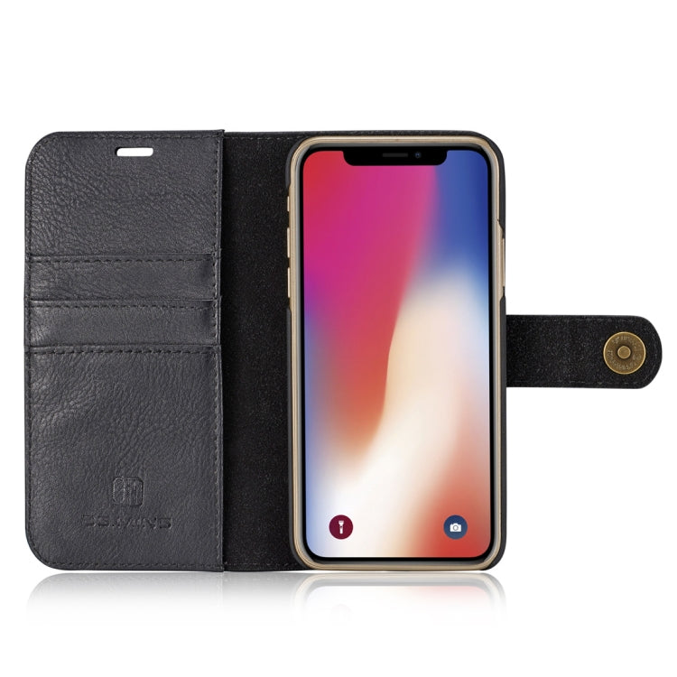 For iPhone X / XS DG.MING  Crazy Horse Texture Horizontal Flip Detachable Magnetic Protective Case with Holder & Card Slots & Wallet(Black) - More iPhone Cases by DG.MING | Online Shopping UK | buy2fix