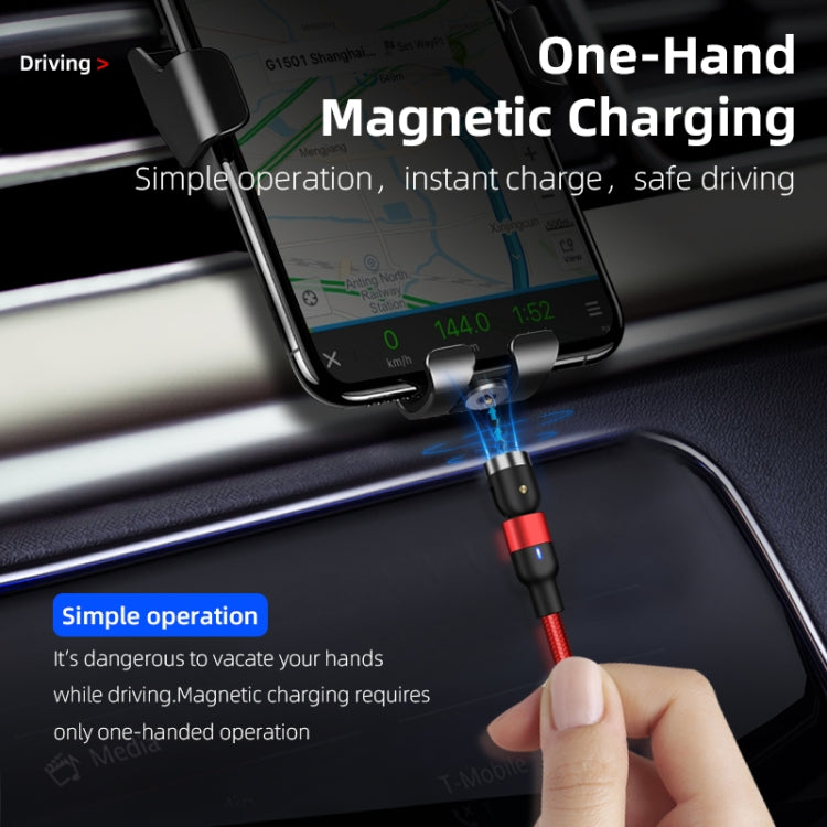 1m 2A Output 3 in 1 USB to 8 Pin + USB-C / Type-C + Micro USB Nylon Braided Rotate Magnetic Charging Cable (Black) - Charging Cable & Head by buy2fix | Online Shopping UK | buy2fix