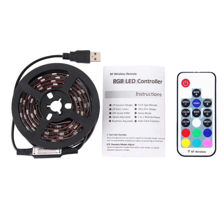 1m USB TV Black Board RGB Epoxy Rope Light, 12W 60 LEDs SMD 5050 with 17-keys RF Wireless Remote Control, DC 5V - Epoxy Waterproof Light by buy2fix | Online Shopping UK | buy2fix