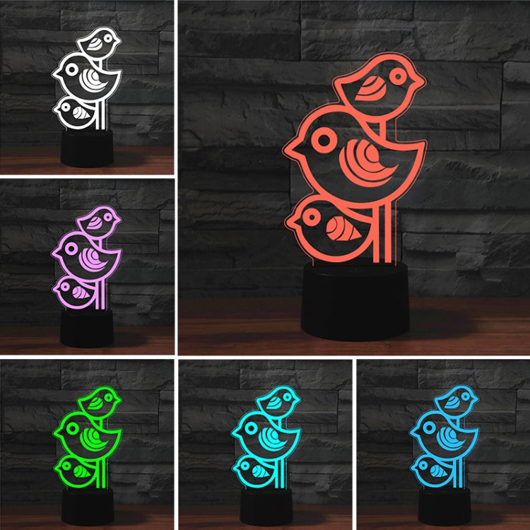 Three Birds Shape 3D Colorful LED Vision Light Table Lamp, Charging Touch Version - Novelty Lighting by buy2fix | Online Shopping UK | buy2fix