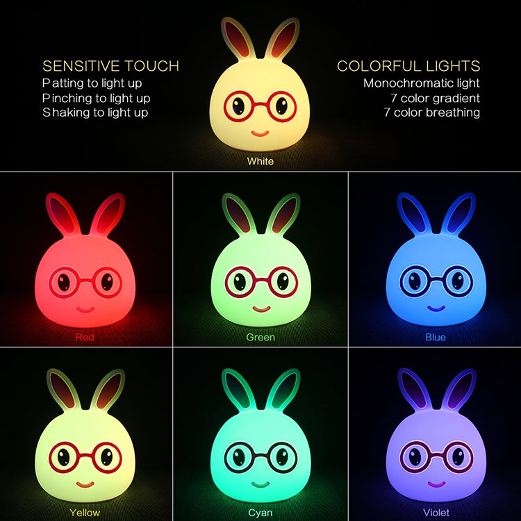 Smiling Rabbit Creative Touch 3D LED Decorative Night Light, USB Charging Version (Blue) - Night Lights by buy2fix | Online Shopping UK | buy2fix