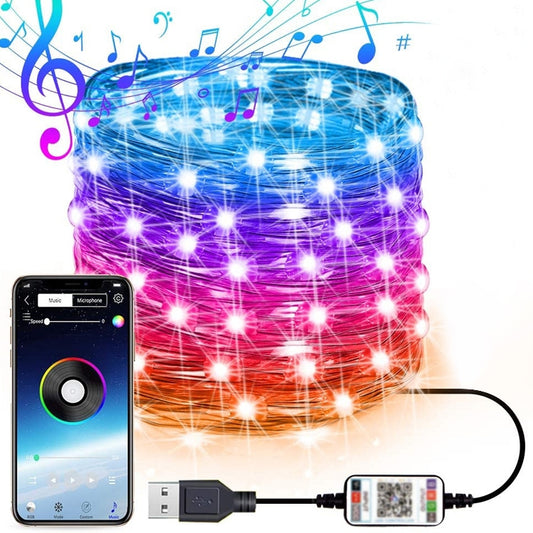 Christmas Decoration RGB Copper Wire String Light Bluetooth Mobile APP Control, Length: 2m 20 LEDs - Bare Board Light by buy2fix | Online Shopping UK | buy2fix