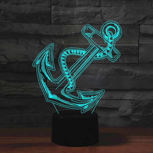 Anchor Shape 3D Colorful LED Vision Light Table Lamp, 16 Colors Remote Control Version - Novelty Lighting by buy2fix | Online Shopping UK | buy2fix
