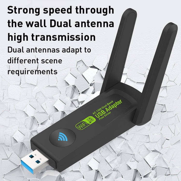 1300Mbps Dual Frequency USB Network Adapter WiFi Transmitter Receiver - USB Network Adapter by buy2fix | Online Shopping UK | buy2fix