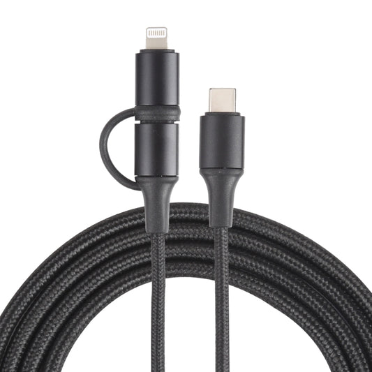 XF-45 2 in 1 3A USB-C / Type-C to USB-C / Type-C + 8 Pin Fast Charging Braided Data Cable, Cable Length: 1m (Black) - Multifunction Cable by buy2fix | Online Shopping UK | buy2fix