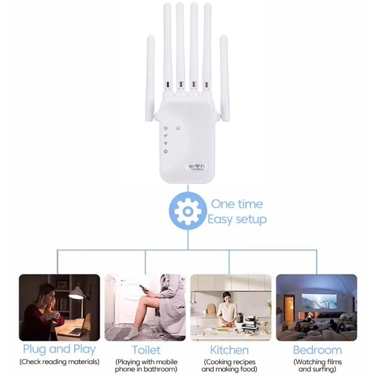 SM-011 Six-antenna 1200M Repeater WiFi Wireless Router (EU Plug) - Wireless Routers by buy2fix | Online Shopping UK | buy2fix