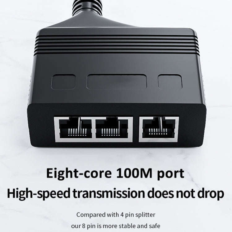 Male RJ45 3 in 1 100M Network Splitter Cable Ethernet Network Coupler - Network Hubs by buy2fix | Online Shopping UK | buy2fix