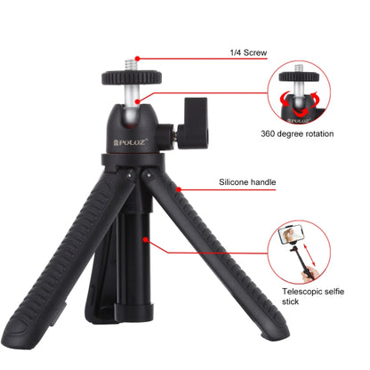 PULUZ Selfie Sticks Tripod Mount + Phone Clamp with Tripod Adapter & Long Screw(Black) - Desktop Holder by PULUZ | Online Shopping UK | buy2fix