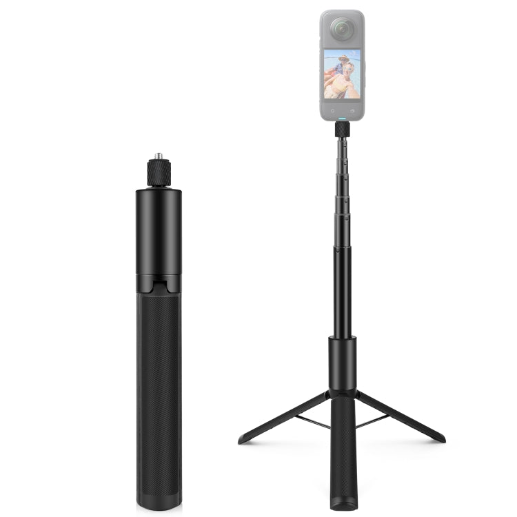 PULUZ 1.22m Retractable Invisible Selfie Stick with Tripod For Insta360 X4 / X3 (Black) - Self Monopod Grip by PULUZ | Online Shopping UK | buy2fix