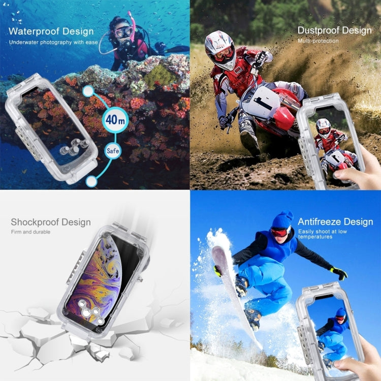 For iPhone XS Max PULUZ 40m/130ft Waterproof Diving Case, Photo Video Taking Underwater Housing Cover(Transparent) - More iPhone Cases by PULUZ | Online Shopping UK | buy2fix