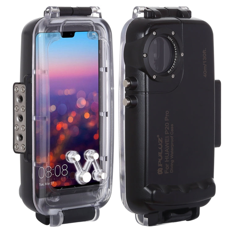 PULUZ 40m/130ft Waterproof Diving Case for Huawei P20 Pro, Photo Video Taking Underwater Housing Cover(Black) - Huawei Cases by PULUZ | Online Shopping UK | buy2fix