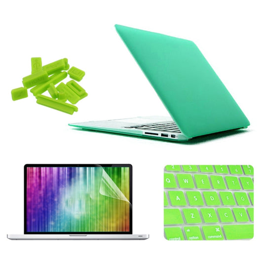 ENKAY for MacBook Air 11.6 inch (US Version) / A1370 / A1465 4 in 1 Frosted Hard Shell Plastic Protective Case with Screen Protector & Keyboard Guard & Anti-dust Plugs(Green) - MacBook Air Cases by ENKAY | Online Shopping UK | buy2fix