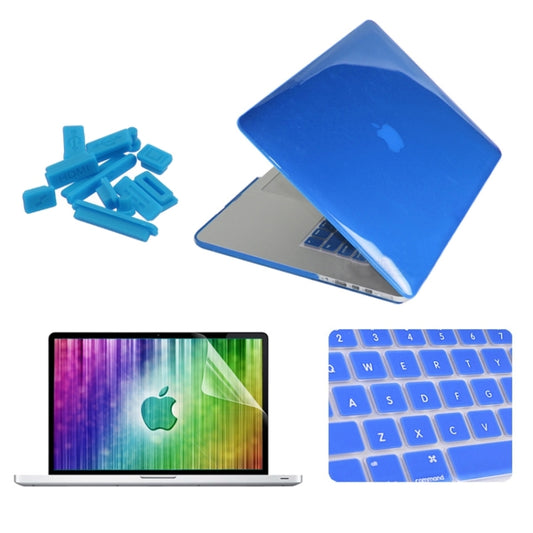 ENKAY for MacBook Pro Retina 15.4 inch (US Version) / A1398 4 in 1 Crystal Hard Shell Plastic Protective Case with Screen Protector & Keyboard Guard & Anti-dust Plugs(Dark Blue) - MacBook Pro Cases by ENKAY | Online Shopping UK | buy2fix