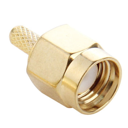 10 PCS Gold Plated Crimp RP-SMA Male Plug Pin RF Connector Adapter - Connectors by buy2fix | Online Shopping UK | buy2fix