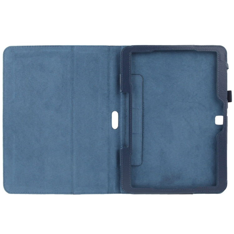 Litchi Texture Flip Leather Case with Holder for Galaxy Tab 4 10.1 / T530(Dark Blue) - Other Galaxy Tab PC by buy2fix | Online Shopping UK | buy2fix