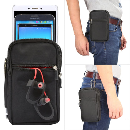 7 inch and Below Universal Polyester Men Vertical Style Case Waist Bag with Belt Hole & Climbing Buckle, For iPhone, Samsung, Sony, Huawei, Meizu, Lenovo, ASUS, Oneplus, Xiaomi, Cubot, Ulefone, Letv, DOOGEE, Vkworld, and other (Black) - More iPhone Cases by buy2fix | Online Shopping UK | buy2fix