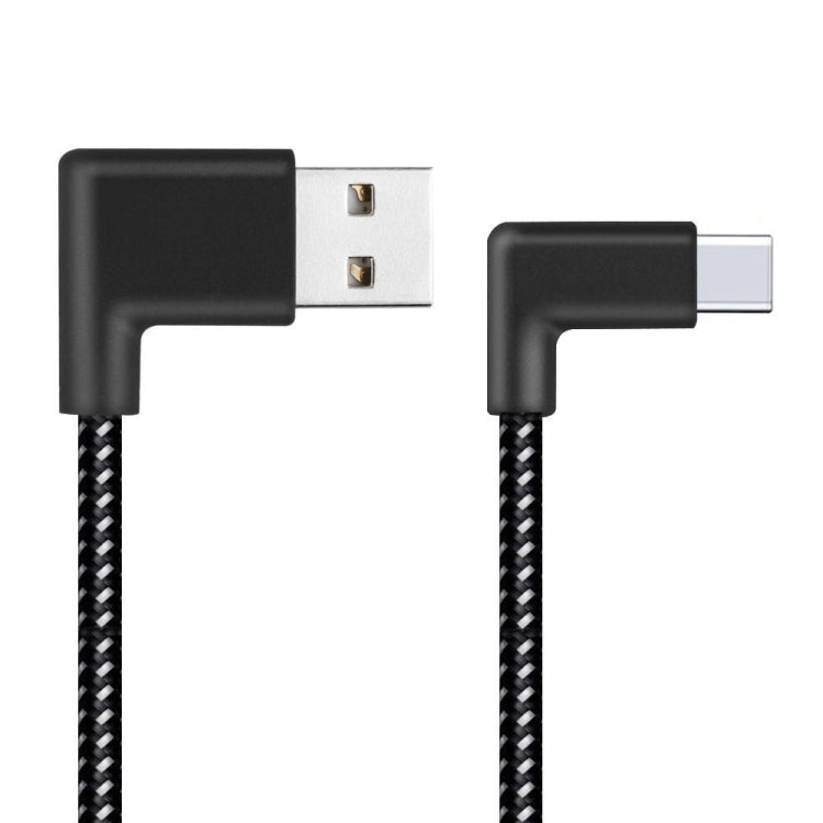 1m 2A USB to USB-C / Type-C Nylon Weave Style Double Elbow Data Sync Charging Cable - USB-C & Type-C Cable by buy2fix | Online Shopping UK | buy2fix