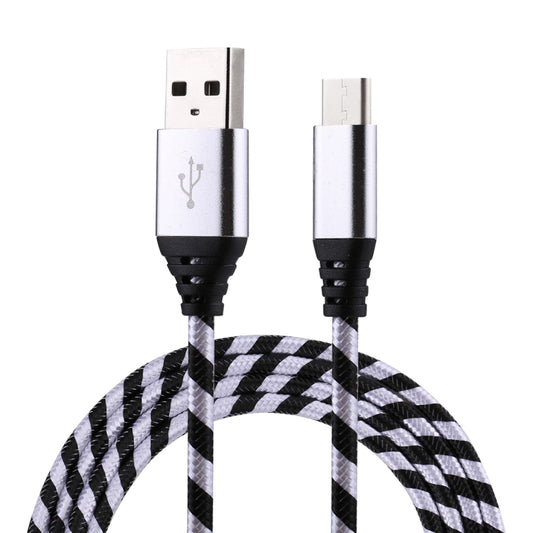 1m USB to USB-C / Type-C Nylon Weave Style Data Sync Charging Cable(Silver) - USB-C & Type-C Cable by buy2fix | Online Shopping UK | buy2fix