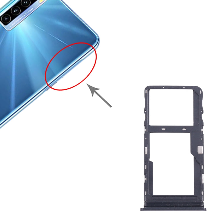 For TCL 20L / 20 Lite Original SIM Card Tray + Micro SD Card Tray (Black) - For TCL by buy2fix | Online Shopping UK | buy2fix