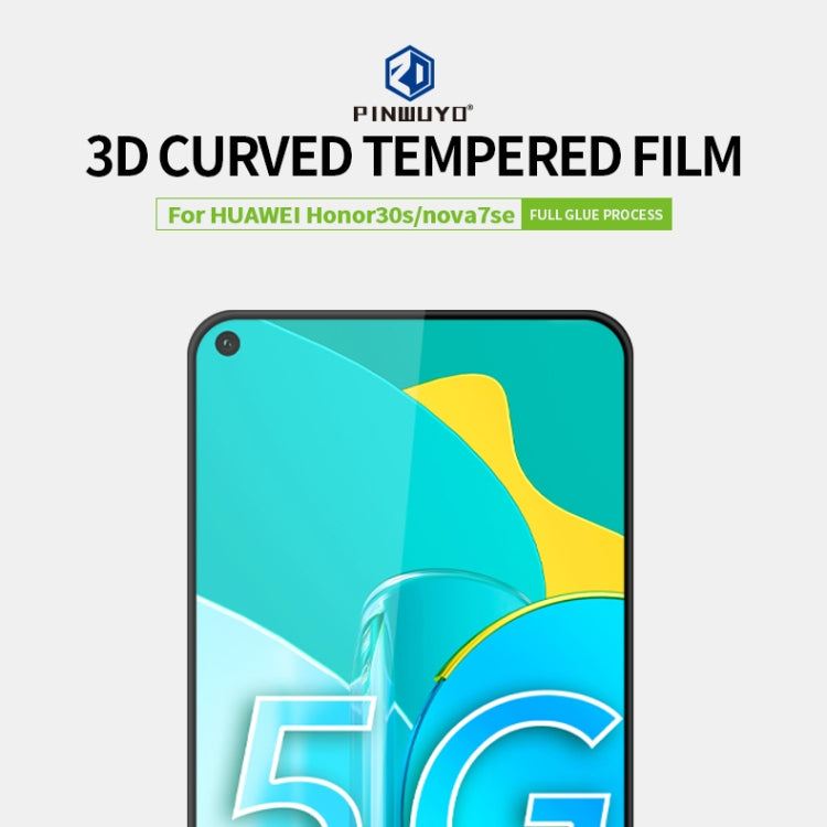 For Huawei Honor 30s/nova7se PINWUYO 9H 3D Curved Full Screen Explosion-proof Tempered Glass Film(Black) - Honor Tempered Glass by PINWUYO | Online Shopping UK | buy2fix