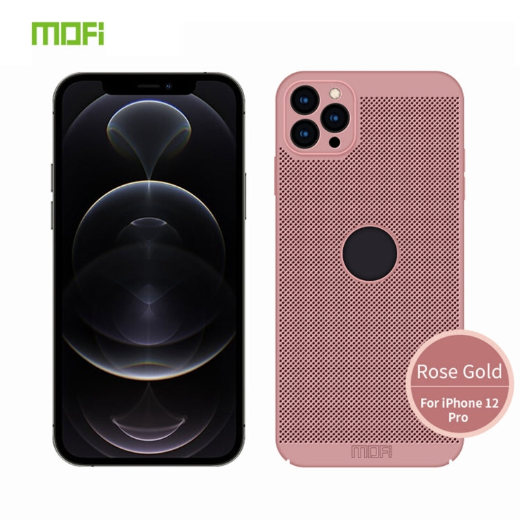 For iPhone 12 Pro MOFi Honeycomb Texture Breathable PC Shockproof Protective Back Cover Case(Rose Gold) - iPhone 12 / 12 Pro Cases by MOFI | Online Shopping UK | buy2fix