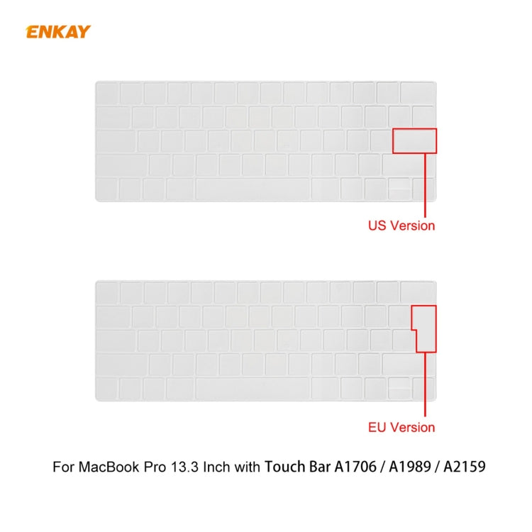 ENKAY 3 in 1 Matte Laptop Protective Case + US Version TPU Keyboard Film + Anti-dust Plugs Set for MacBook Pro 13.3 inch A1706 / A1989 / A2159 (with Touch Bar)(Grey) - MacBook Pro Cases by ENKAY | Online Shopping UK | buy2fix