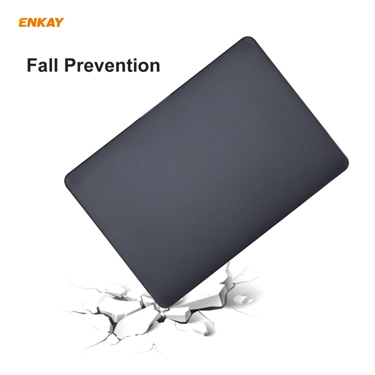 ENKAY 3 in 1 Matte Laptop Protective Case + EU Version TPU Keyboard Film + Anti-dust Plugs Set for MacBook Pro 13.3 inch A1706 / A1989 / A2159 (with Touch Bar)(Black) - MacBook Pro Cases by ENKAY | Online Shopping UK | buy2fix